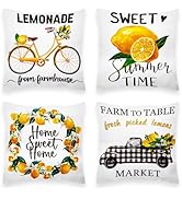 G128 Summer Decoration Farmhouse Lemon Sweet Home Waterproof Throw Pillow Covers | 18 x 18 in | S...