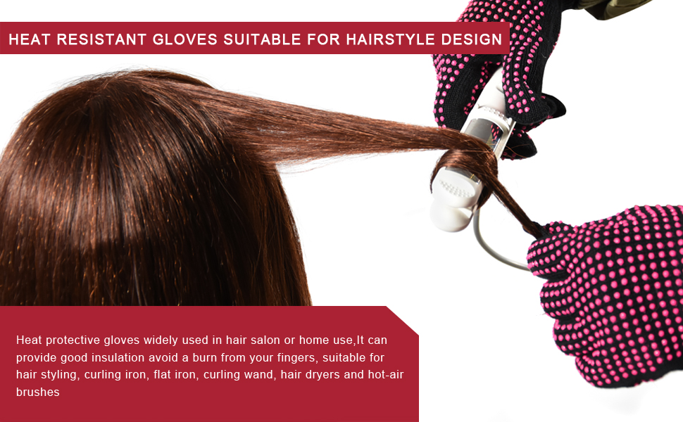 Heat-Resistant Gloves with Silicone Bumps Heat Blocking Gloves for Curling Hair Styling