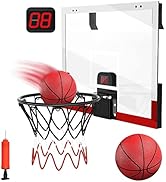 EagleStone Basketball Hoop Indoor for Kids, Over The Door Mini Basketball Hoop with Electronic Sc...