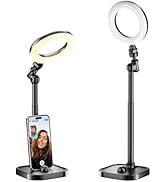 Ring Light for Desk, Portable Streaming Lights for Video Recording, 5’’ Halo Lighting with Stand ...