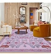 Pink Tiger Animal Rugs for Kids, 5x7 Washable Animal Floral Area Rugs for Living Room, Cute Ultra...
