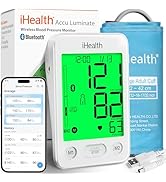 iHealth Accu Luminate Blood Pressure Monitor – 4.5" Tri-Color WHO-Based LCD(White), Clinically Ac...