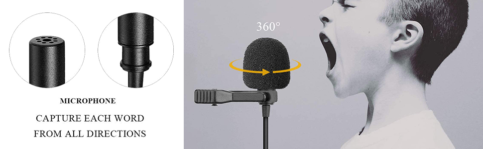 Omnidirectional Condenser Mic, Clip on Microphone, Lapel Microphone