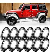 MICTUNING 2026 Upgraded White Rock Lights Super Bright Underglow Lighting Kit - 180 LEDs 12 Pods ...