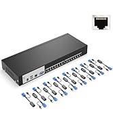 MT-VIKI CAT6 Rack Mount KVM, 16 Port VGA KVM Console Over CAT6 Cable, Included 16 USB VGA to Cat6...