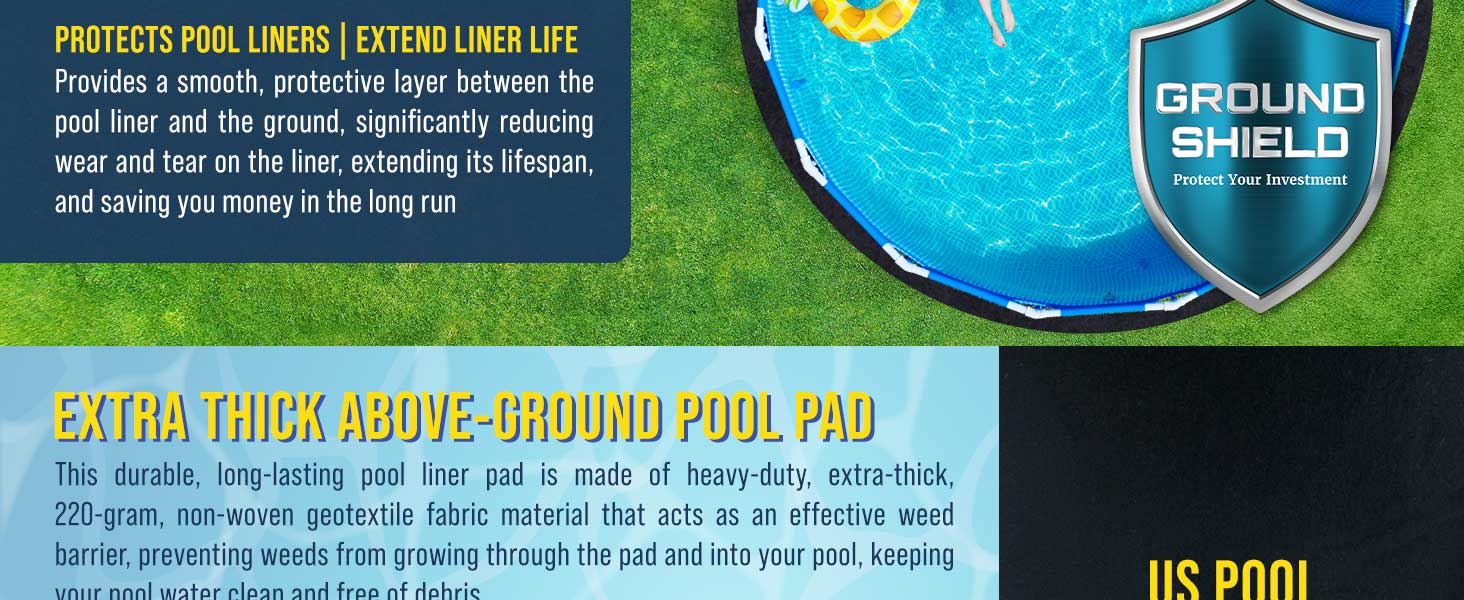 Extra Thick Above-Ground Pool Pad is durable, long-lasting, heavy-duty 220-gram fabric