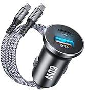 USB C Car Charger Adapter 60W, [PD30W&amp;QC3.0] Cigarette Lighter Type C Super Fast Car Charger Comp...