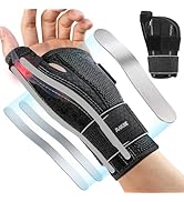 Rakiie Wrist &amp; Thumb Brace 5X Powerful Support, Carpal Tunnel Wrist Brace 3 Adjustable Straps, Ni...