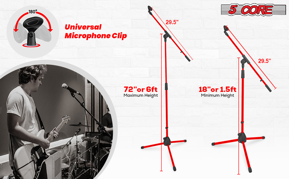 5 Core Tripod Mic Stand Heavy Duty Height Adjustable Floor Microphone