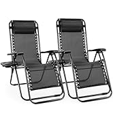 Sweetcrispy Zero Gravity Chairs, Set of 2 Portable Recliner Beach Camping Patio Outdoor Folding L...
