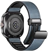 Charlam Magnetic Leather Bands Compatible with Samsung Galaxy Watch Ultra Bands 47mm(2025/2024), ...