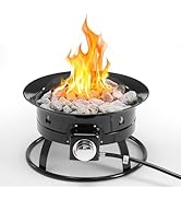 OLIXIS Portable Propane Fire Pit, 19 Inch Smokeless Gas Firebow with Cover and Carry Kit, 58,000 ...