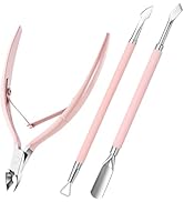 Melodysusie 3Pcs Cuticle Trimmer Set, with Dual-Ended Cuticle Pusher and Cuticle Remover, Stainle...