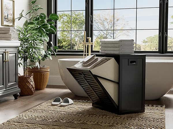 bathroom tilt out laundry hamper cabinet