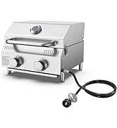 Veralune 2 Burner Tabletop Gas Grill, 22,000 BTUs Stainless Steel Portable Propane Grill with Leg...