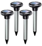 Pack of 4 Sonic Mole Repellent Solar Gopher Repellent Ultra Sonic Vole Chaser Mole Sonic Vibrator...