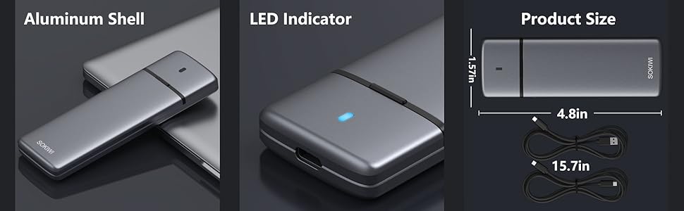 Aluminum Shell &amp;amp; LED Indicator &amp;amp; Two Cable