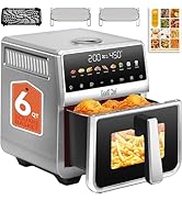 Air Fryer, 6 Qt, Stainless Steel Air Fryer, Stainless Steel Housing&amp; Full Metal Inner Pot, PTFE a...