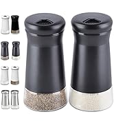 HOME EC Original Glass Salt and Pepper Shakers Set with Adjustable Pour Holes - Stainless Steel S...