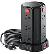Power Strip Surge Protector, 10 Ft Extension Cord with 12 AC Multiple Outlets 4 USB (1 USB C), SM...