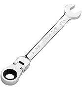 Jetech 7/16 Inch Flexible Head Gear Wrench, Industrial Grade Ratcheting Combination Spanner, Forg...