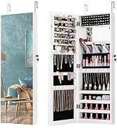 CHARMAID Jewelry Cabinet Wall or Door Mounted, Hanging Lockable Jewelry Armoire Storage with Full...