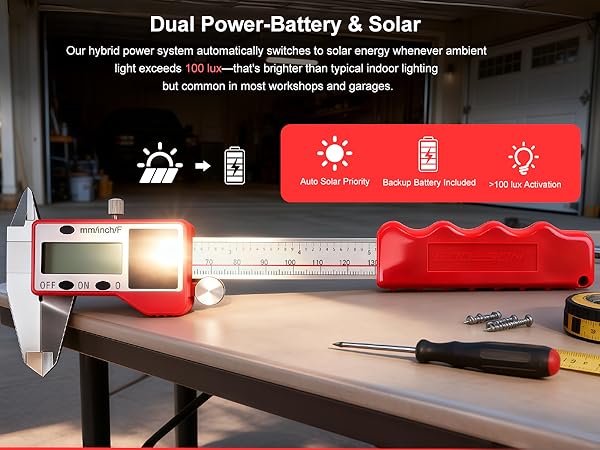 Digital Calipers-Dual Power-Battery &amp;amp; Solar