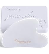 BESKAR Gua Sha Facial Tools, Natural Jade Stone Guasha Massager for Jawline Sculpting, Tighten Fa...