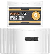 Performore 6 Pack of Magnetic Name Badge Holder Kit, 4.5x3.5 Inch Horizontal Tag for Conventions,...