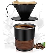 Belly Moka Coffee Maker Pour Over Dripper 304 Stainless Steel 10.1oz 300ml Black Reusable Dripper...