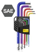 AMTOVL Hex Key Set, 9PCS Imperial Allen Key Set, 1/16-3/8Inch, Long Ball End Hex Wrench Set, Colo...