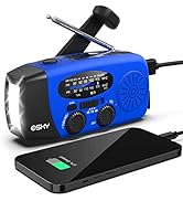 Esky Emergency Hand Crank Radio with 3 LED Flashlight, AM/FM/NOAA Portable Weather Radio with 200...