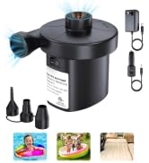 PULIDIKI Electric Air Pump for Inflatables Air Mattress Pump with 3 Nozzles Inflator Deflator Por...