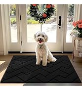 hicorfe Front Door Mat Outside Entrance,32"x40" Absorbent Muddy Dirt Resist Welcome Door Mats Out...