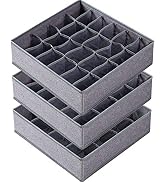 Criusia 3 Pack Sock Underwear Organizer Dividers, 64 Cell Fabric Foldable Cabinet Closet Organize...