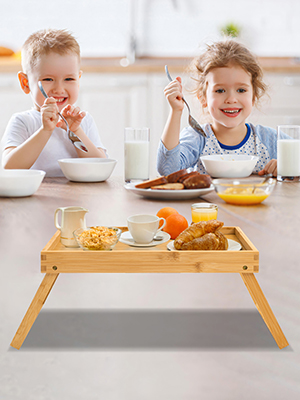 Bamboo Bed Tray Table with Folding Legs