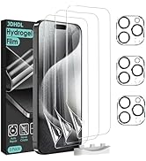 JDHDL [3+3] Soft Hydrogel Film Screen Protector for iPhone 15 Pro Max (NOT Glass) with Tempered G...