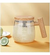 FOXNSK Self Stirring Mug, 400ML Electric Mixing Cup Self Stirring Coffee Mug High Borosilicate Gl...
