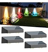 POLARPRA Solar Fence Lights, Fence Lights Solar Powered Warm/Cool White and RGB Colors Changing O...
