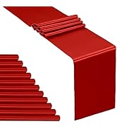 SiinvdaBZX 12 Pcs Red Satin Table Runner 12 x 108 inches Long, Bright Smooth Satin Wedding Table ...