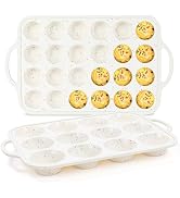 FUNBAKY Silicone Cupcake Pan, Metal Reinforcement Regular Size 12 Cups &amp; Mini 24 Cups Nonstick Ea...
