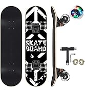 GIEEU Skateboards with Colorful Flashing Wheels for Beginners,Kids,Teens,Adults,31 x 8 Inch Compl...