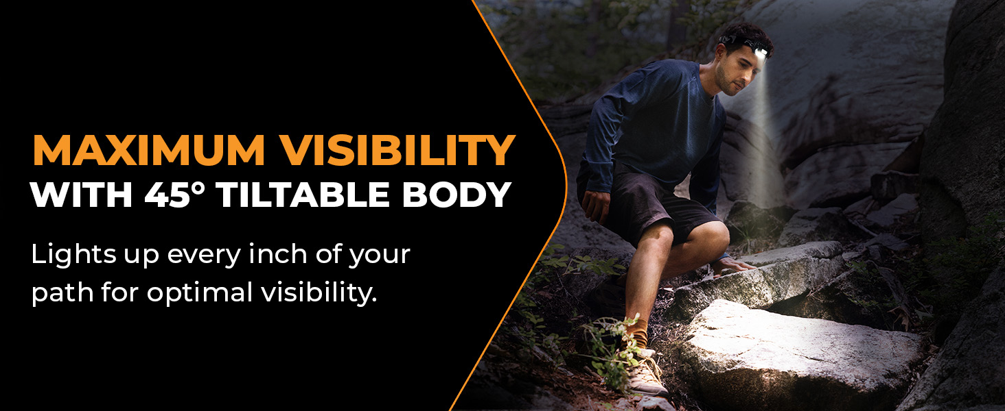 Maximum visibility with 45 degrees tiltable body. 