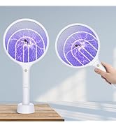 Electric Fly Swatter Racket 3000V Bug Zapper 2 in 1 Mosquito Zapper USB Rechargeable, 1200mAh Mos...