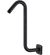 Angled Shower Arm with Flange S Shaped Rainfall Shower Head Riser Pipe, 12 Inch Stainless Steel G...