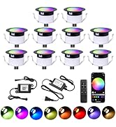 GEYUEYA Home Deck Light RGBW 10 Pack, F1.77 Inches RGB/Warm White Light WiFi Control, LED Step Li...