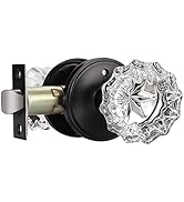 KNOBWELL Modern Round Crystal Door Knobs with Lock, Frosted Glass Door Knobs Interior, Privacy Fu...