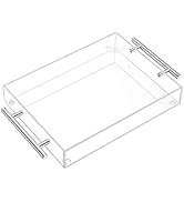 Richboom Clear Acrylic Serving Tray 16"x12" - Coffee Table Living Room Kitchen Decorative Tray wi...