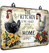 Nuxovilar Stove Top Cover Rooster Kitchen Heart of Home Design Polyester &amp; Diatom Mud Blend 20.47...