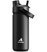 POWCAN 18 oz Insulated Water Bottle with 2-in-1 Straw and Spout Lid, Keep Cold 24H, Leak-Proof, F...